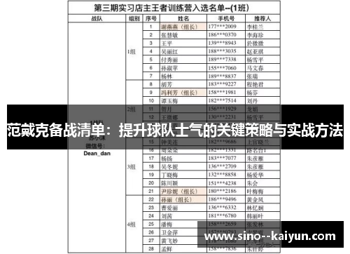 范戴克备战清单：提升球队士气的关键策略与实战方法